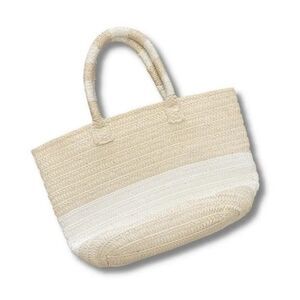 Altru Ethical Paper Straw Tote Tan Cream Stripe natural sustainable new with sto
